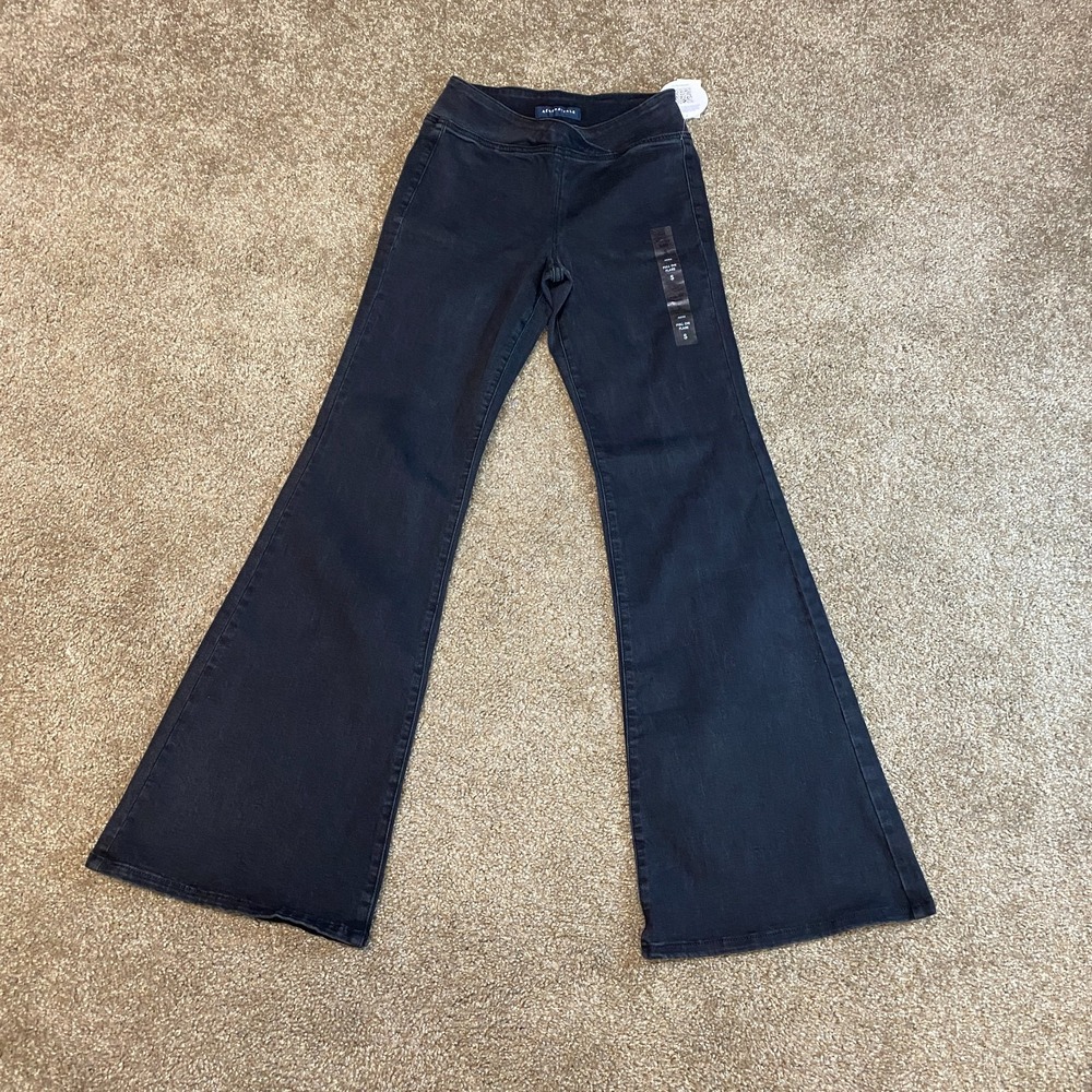Aeropostale Flare High Rise Jeans Pull-On Oeko-Tex Womens Small Black Cotton